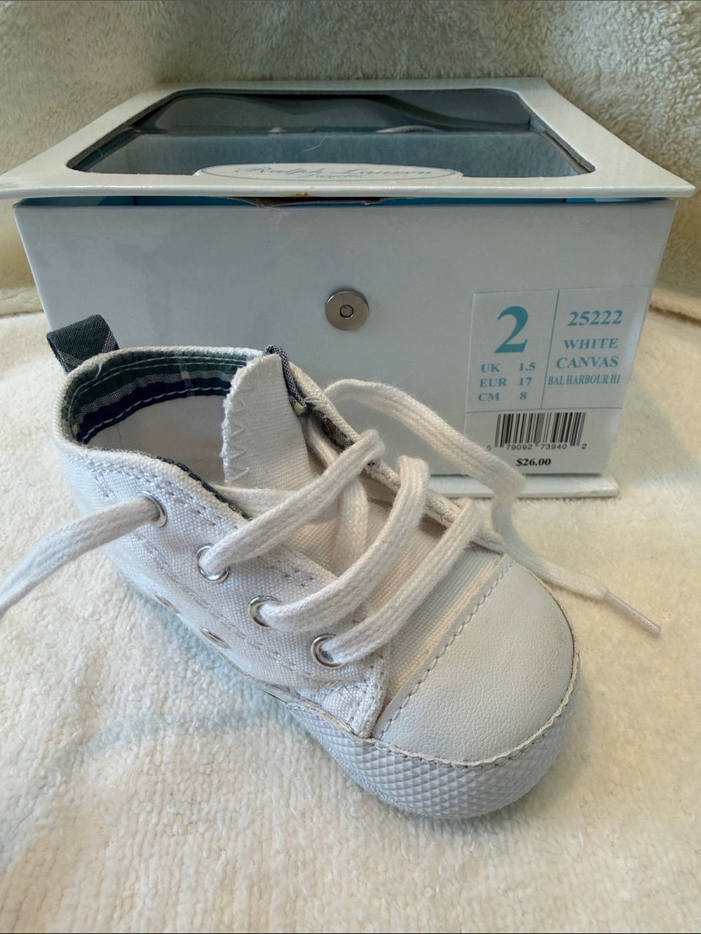 White Canvas Kids Lace-Up Sneaker - Size 2